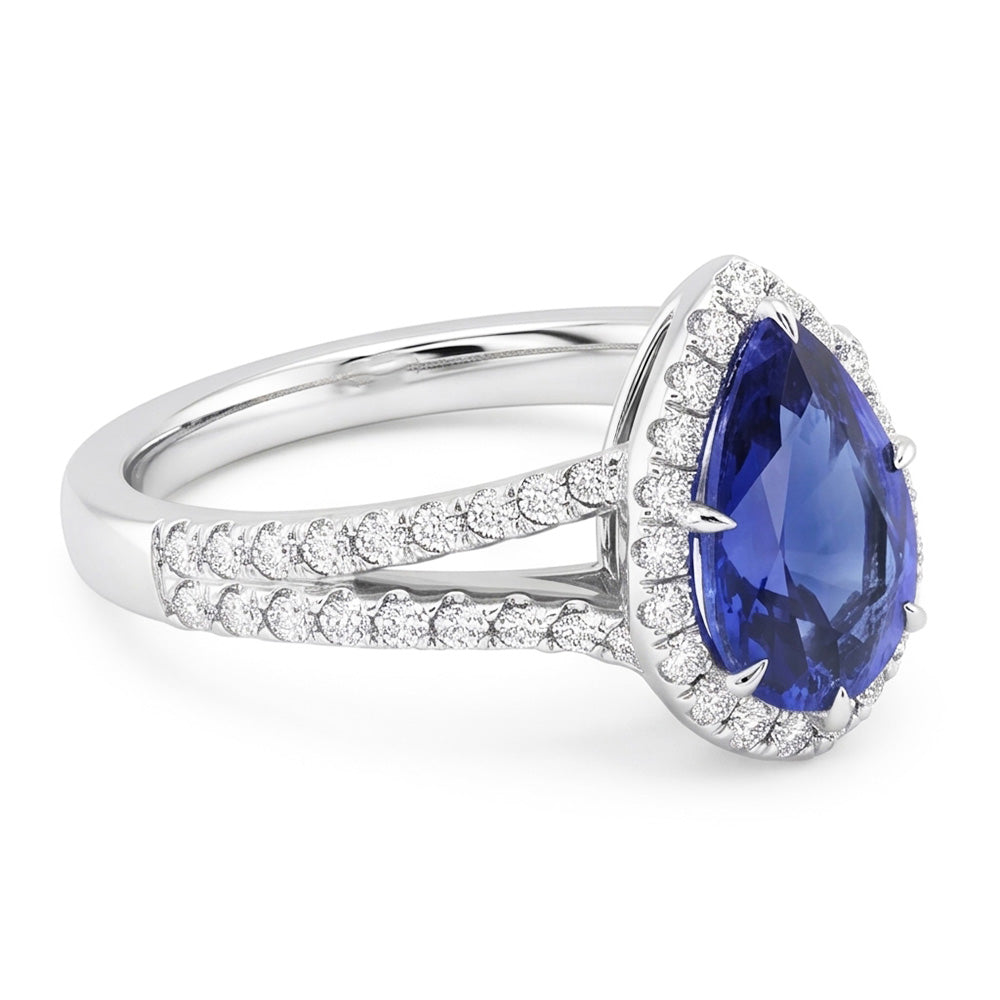 Saphir-Natürlicher Diamant ( nicht im Labor gezüchtet )-Ring