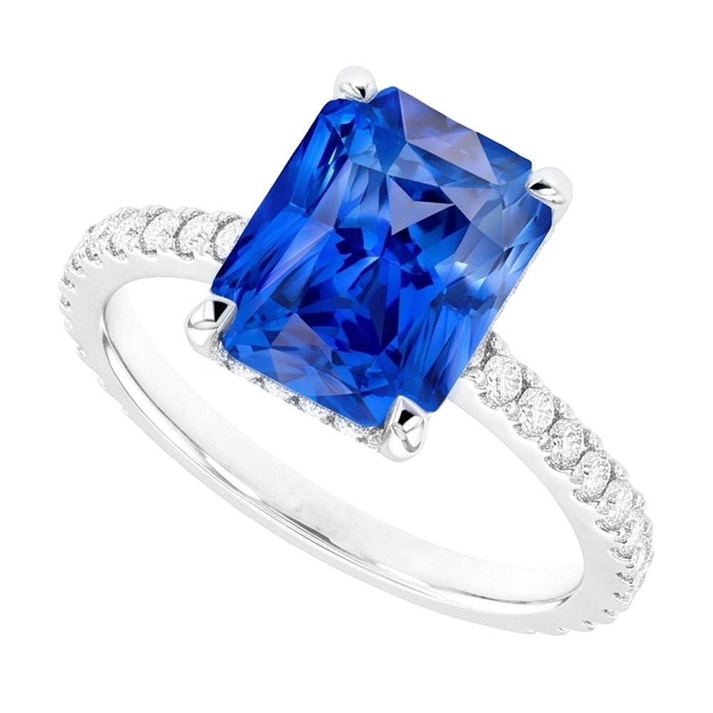 Saphir-Natürlicher Diamant ( nicht im Labor gezüchtet )-Verlobungsring