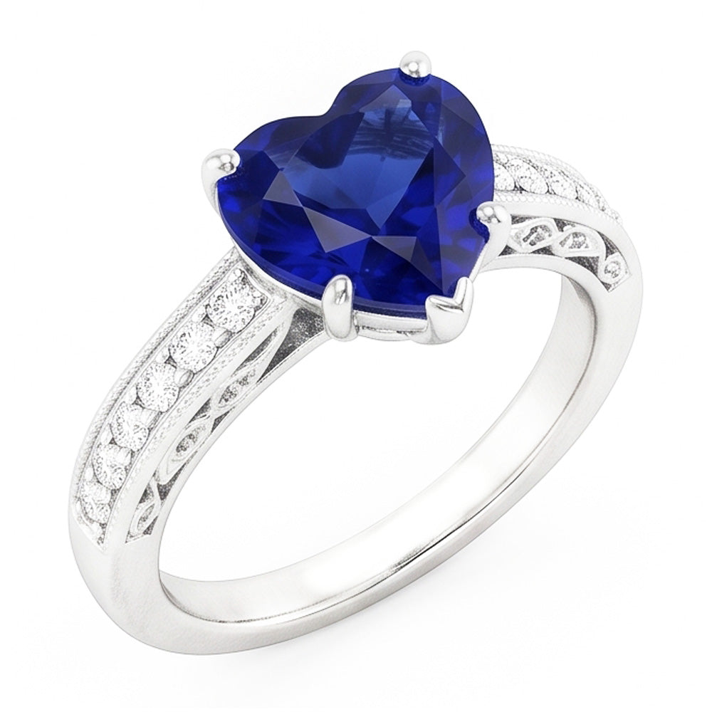 Saphir-Ring im Herzschliff