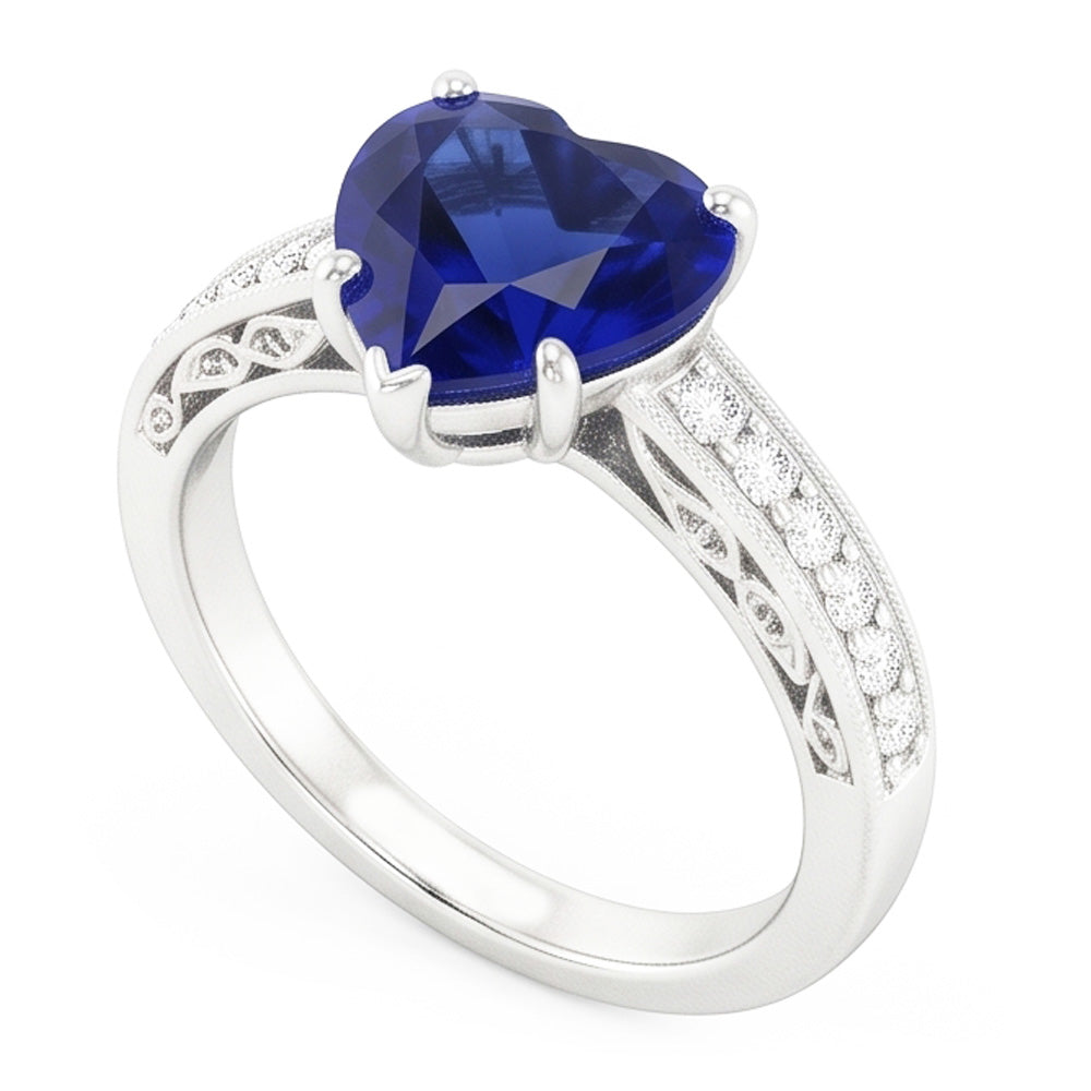 Saphir-Ring im Herzschliff