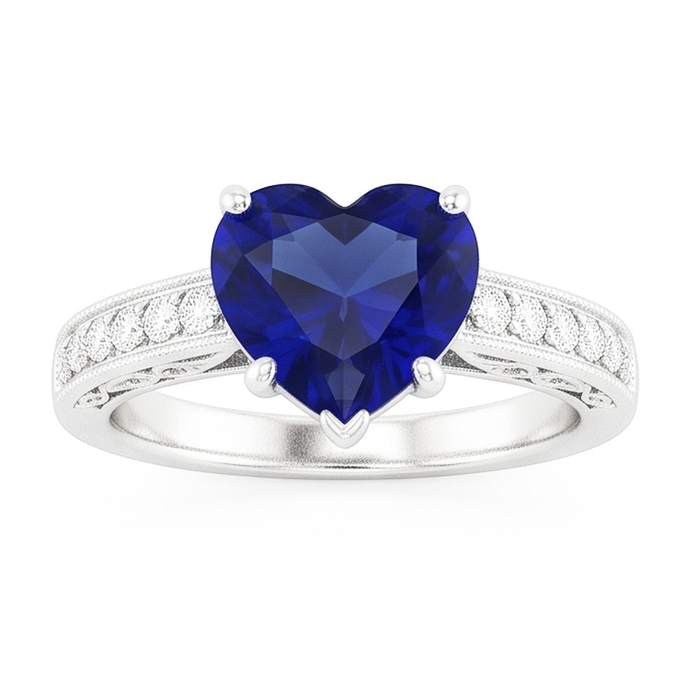 Saphir-Ring im Herzschliff