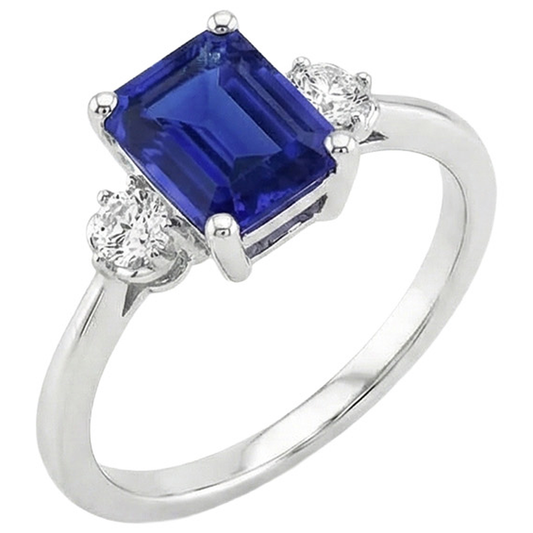 Saphir-Smaragdschliff-Ring