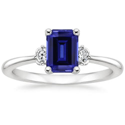 Saphir-Smaragdschliff-Ring