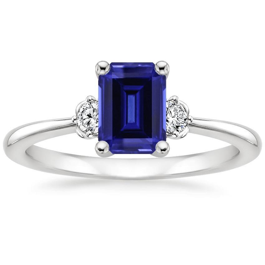 Saphir-Smaragdschliff-Ring