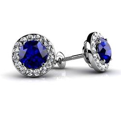 Saphir-Stein-Aus der Erde Abgebauter Natürlicher Diamant-Ohrringe
