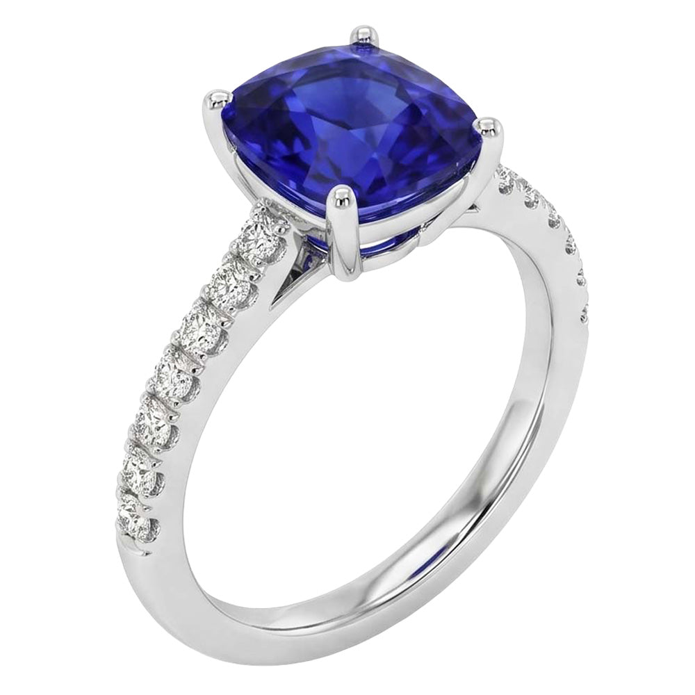 Saphir Verlobungsring Ceylon Blau Weißgold Schmuck 2,75 Karat