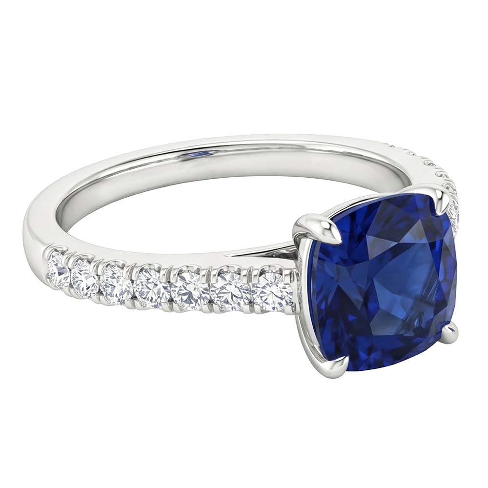 Saphir Verlobungsring Ceylon Blau Weißgold Schmuck 2,75 Karat