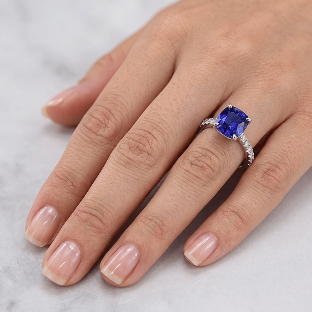 Saphir Verlobungsring Ceylon Blau Weißgold Schmuck 2,75 Karat