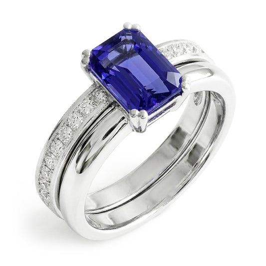 Saphir-Verlobungsring-Set