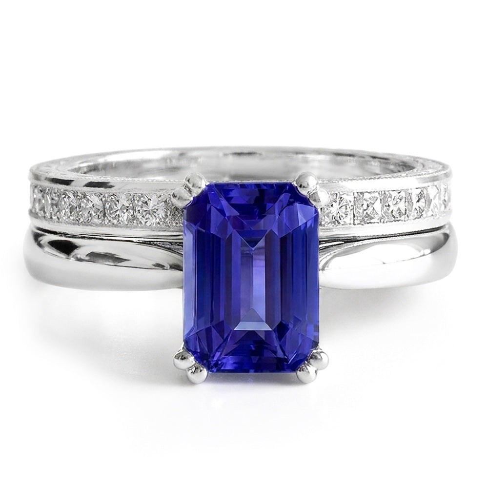 Saphir-Verlobungsring-Set