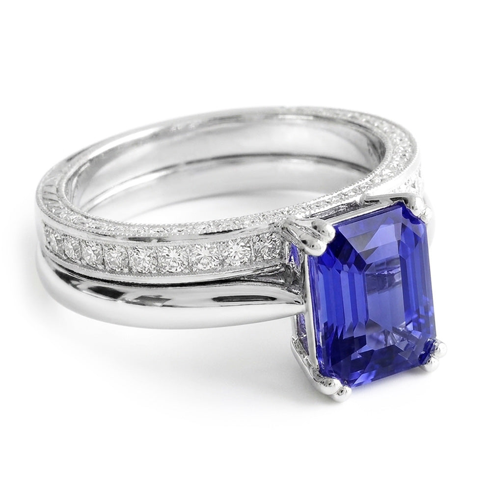 Saphir-Verlobungsring-Set
