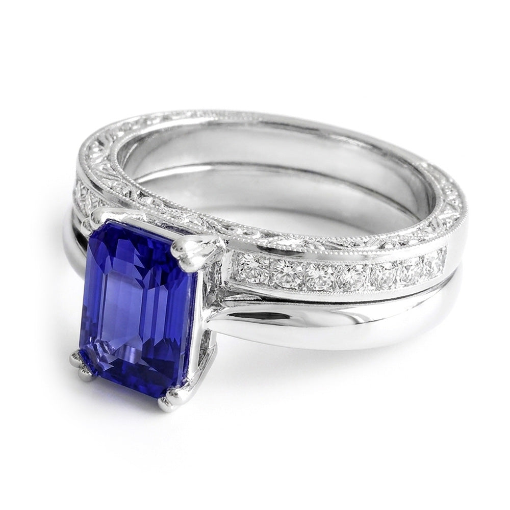 Saphir-Verlobungsring-Set