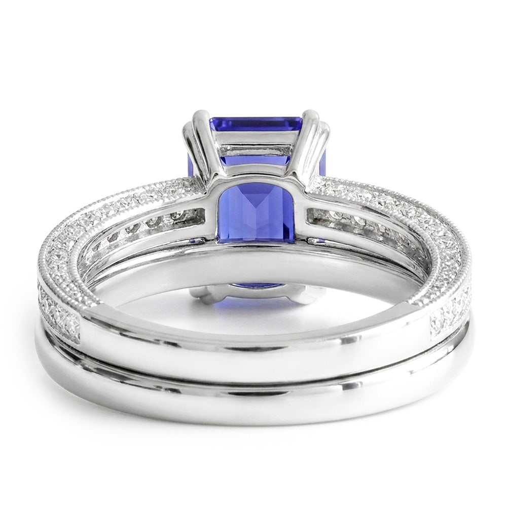 Saphir-Verlobungsring-Set
