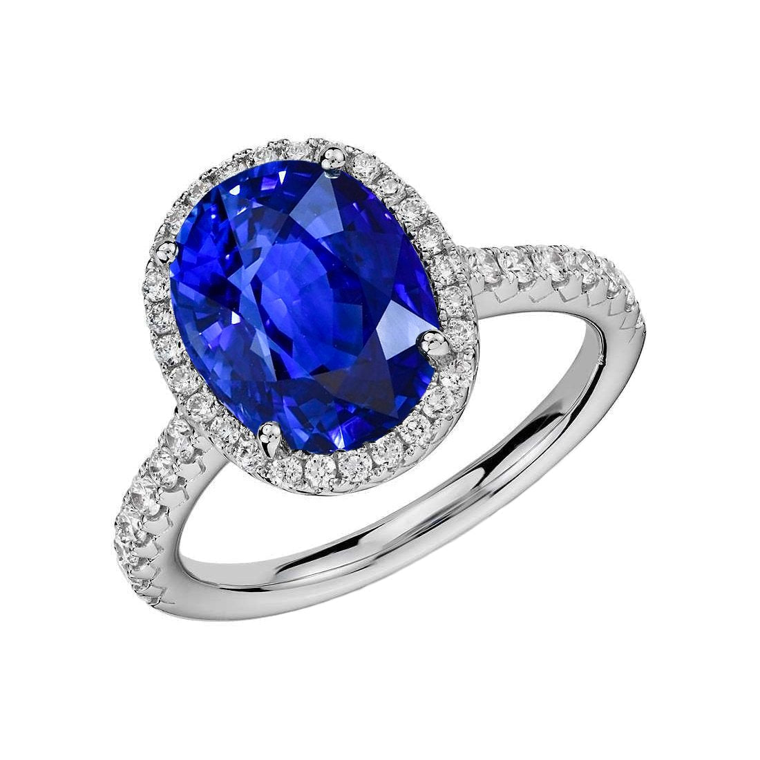 Saphir-Verlobungsring mit Diamant Halo