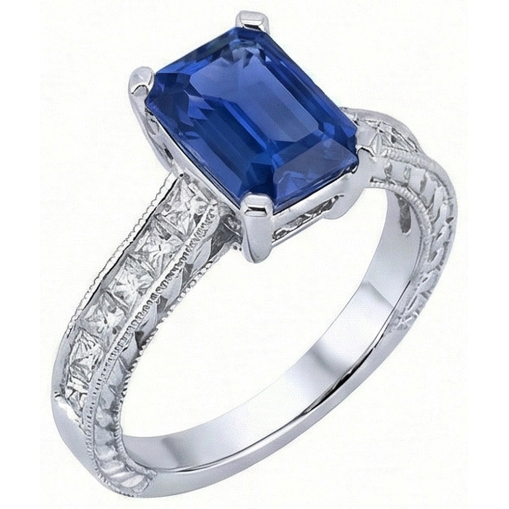 echter princess diamant 3.50Karat ring Seitenansicht