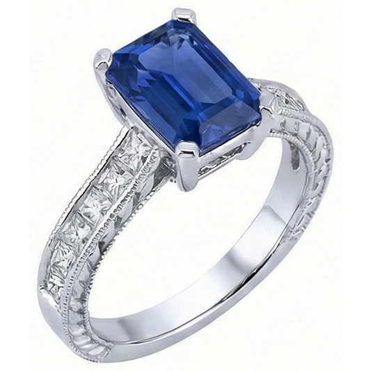 echter princess diamant 3.50Karat ring Seitenansicht