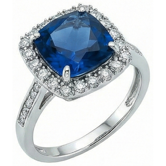 echter round saphir 3Karat ring Vorderansicht