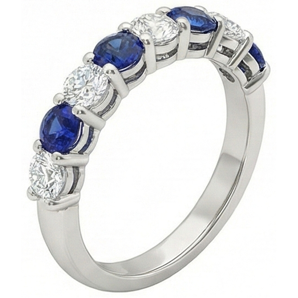 Saphir- und Aus der Erde Abgebauter Natürlicher Diamant-Jubiläumsband 2,75 Karat Weißgold