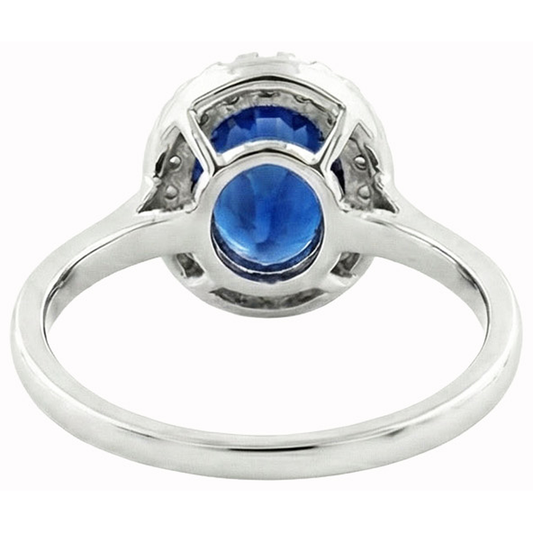 Saphir und Aus der Erde Abgebauter Natürlicher Diamanten 5 Karat Halo-Ring Weißgold 14K