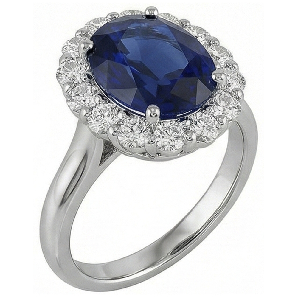 echter oval saphir 8.50Karat ring Seitenansicht