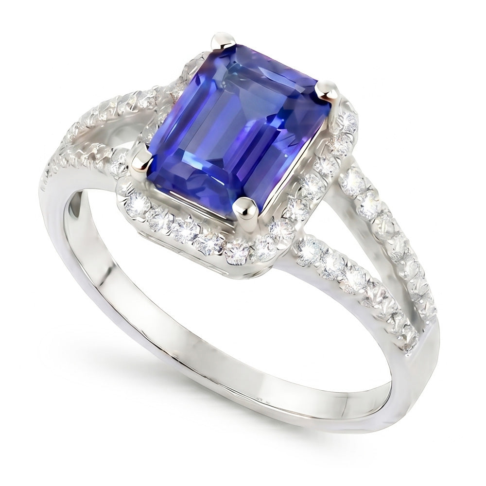 Saphir- und Aus der Erde Abgebauter Natürlicher Diamantring