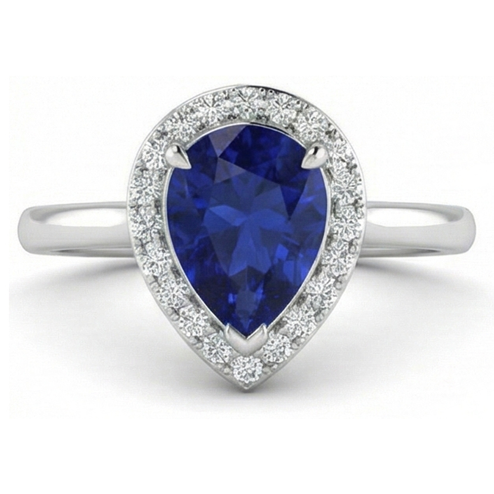 Saphir- und Aus der Erde Abgebauter Natürlicher Diamantring
