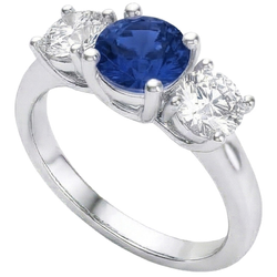 Saphir- und Aus der Erde Abgebauter Natürlicher Diamantring