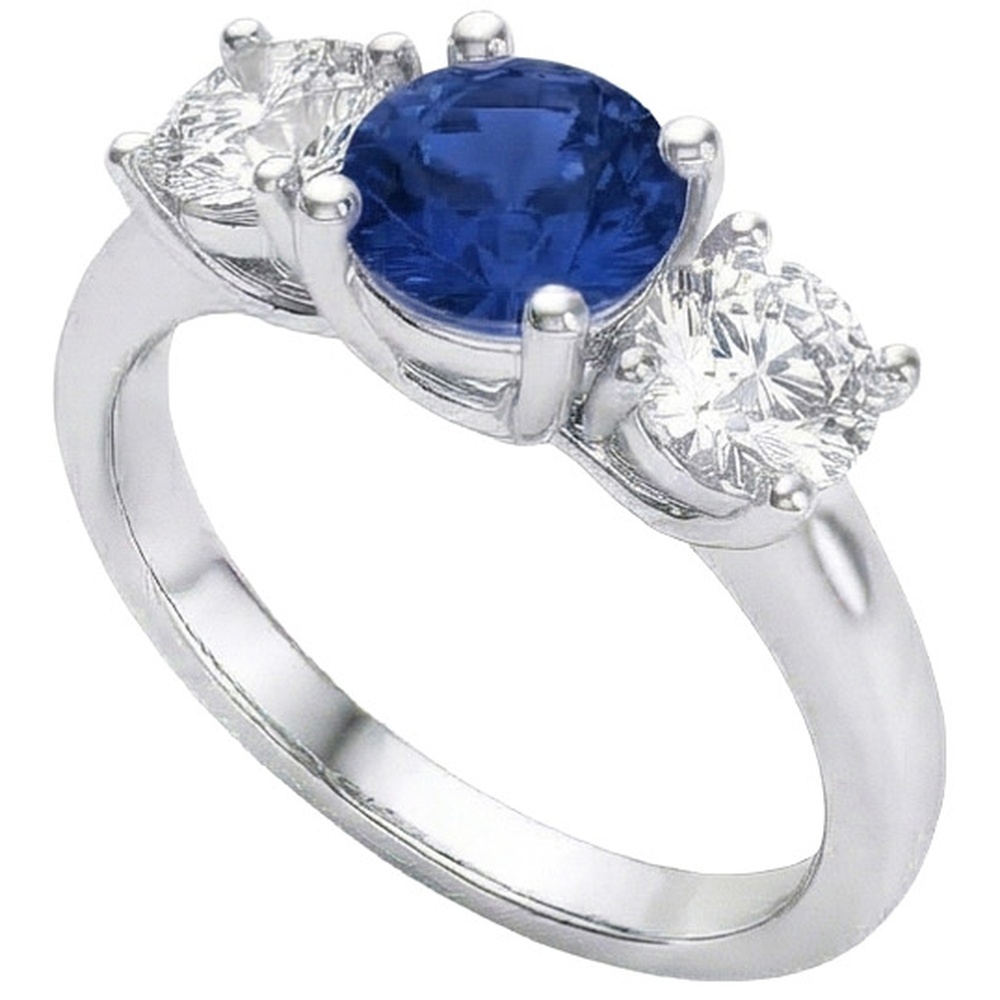 Saphir- und Aus der Erde Abgebauter Natürlicher Diamantring