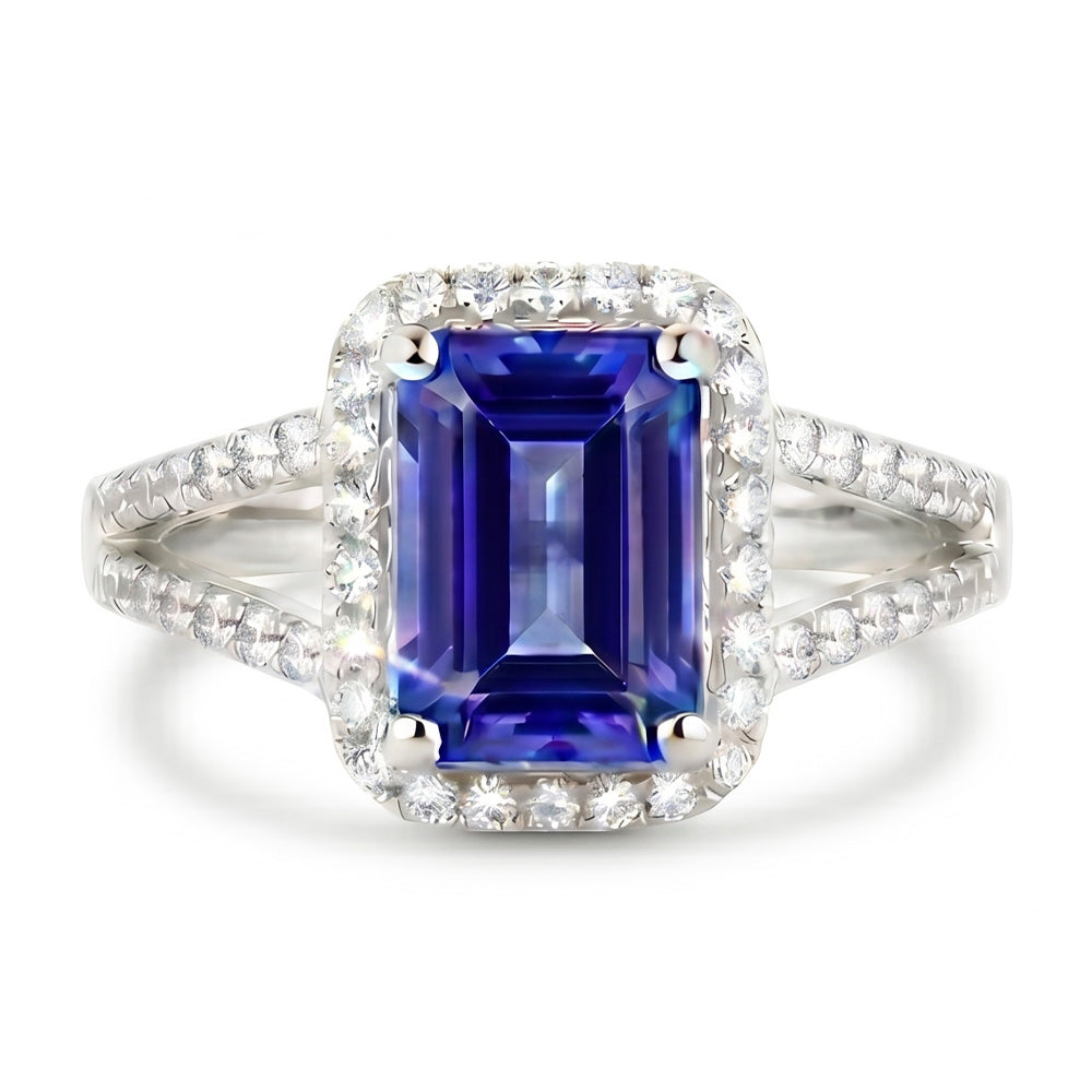 Saphir- und Aus der Erde Abgebauter Natürlicher Diamantring