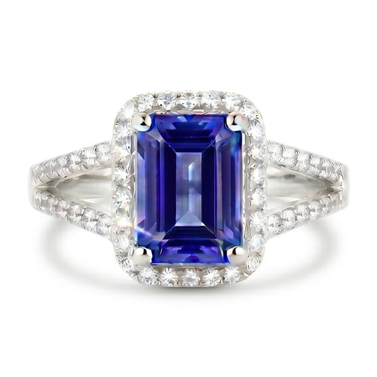 Saphir- und Aus der Erde Abgebauter Natürlicher Diamantring