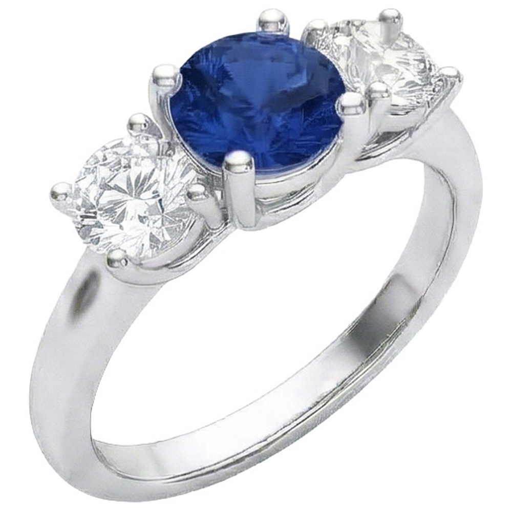 Saphir- und Aus der Erde Abgebauter Natürlicher Diamantring