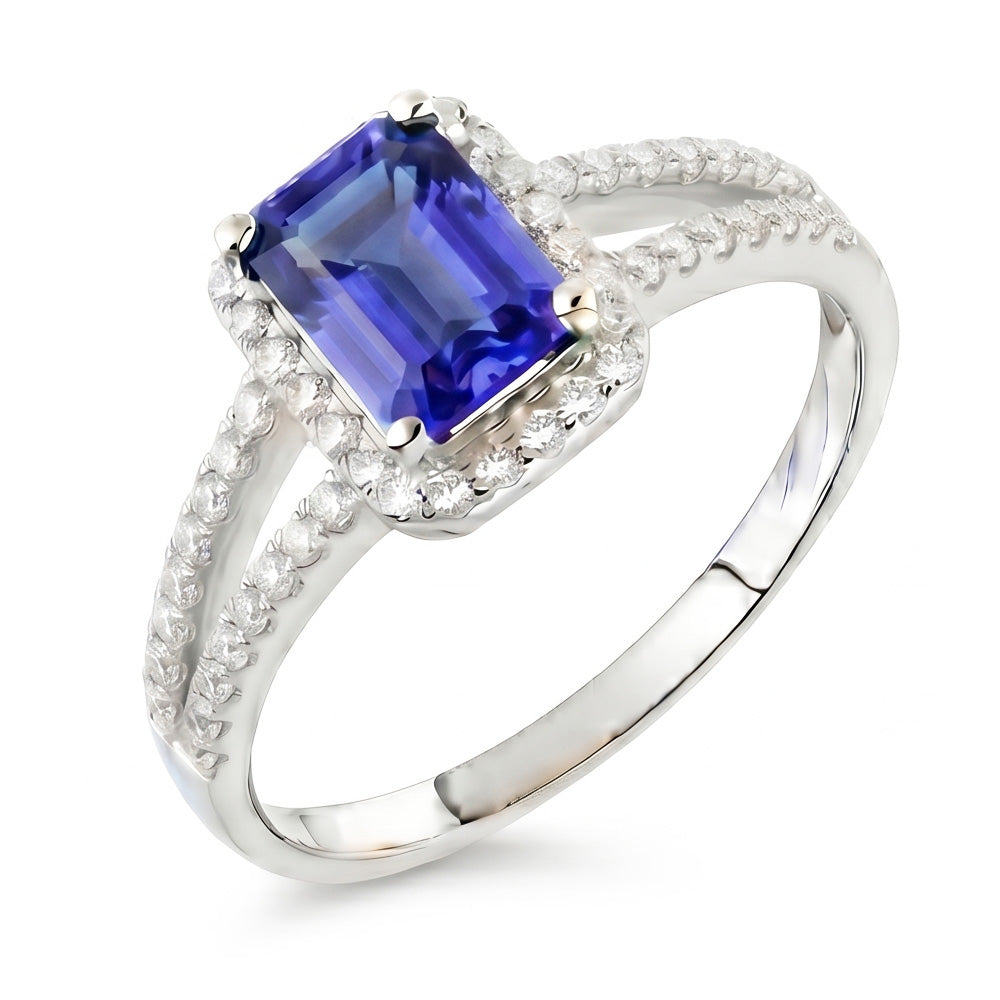 Saphir- und Aus der Erde Abgebauter Natürlicher Diamantring