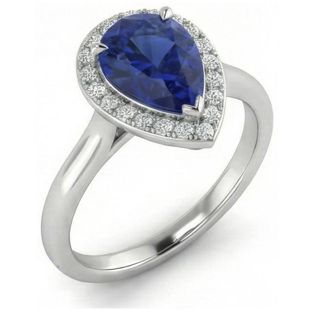 Saphir- und Aus der Erde Abgebauter Natürlicher Diamantring