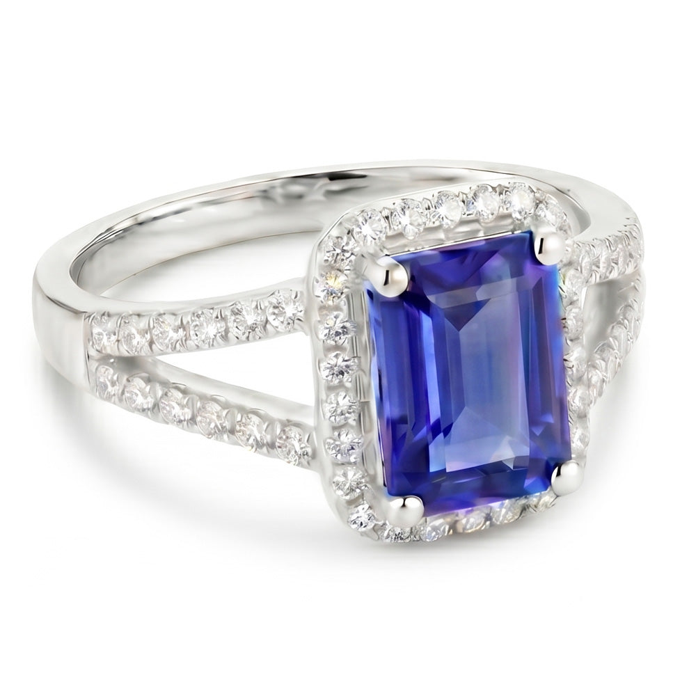 Saphir- und Aus der Erde Abgebauter Natürlicher Diamantring