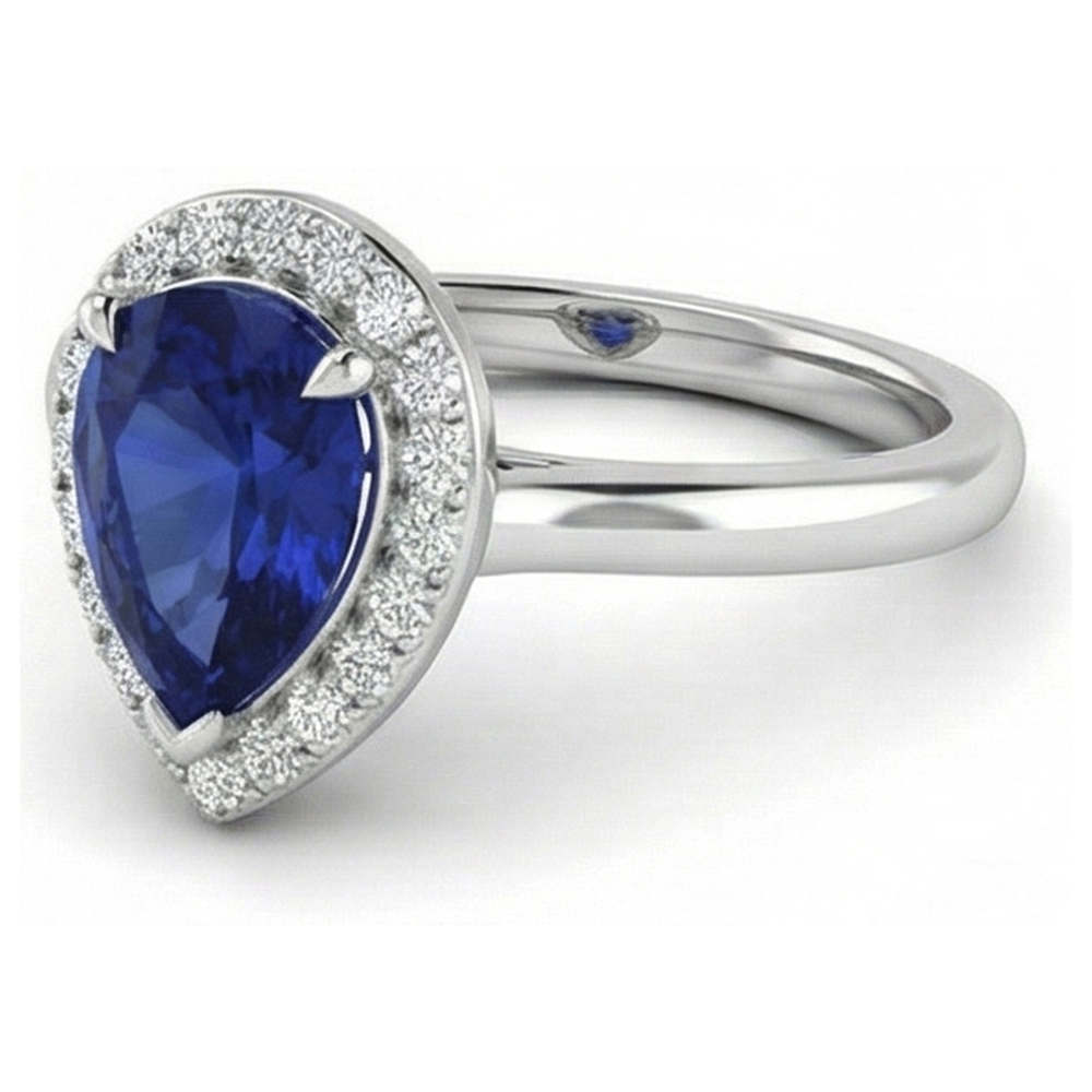 Saphir- und Aus der Erde Abgebauter Natürlicher Diamantring
