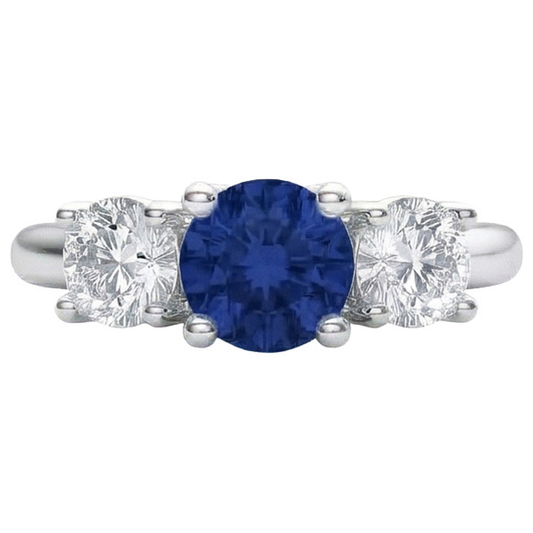 Saphir- und Aus der Erde Abgebauter Natürlicher Diamantring