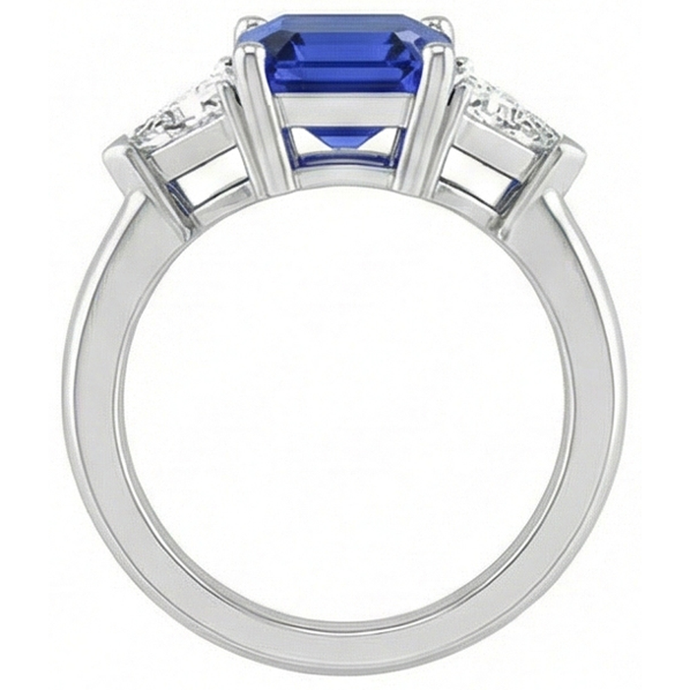 echter asscher diamant 1.50Karat ring Profilansicht