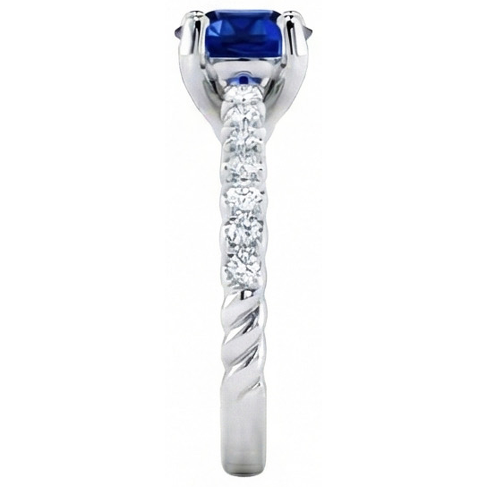 Saphirring mit Aus der Erde Abgebauter Natürlicher Diamantakzenten