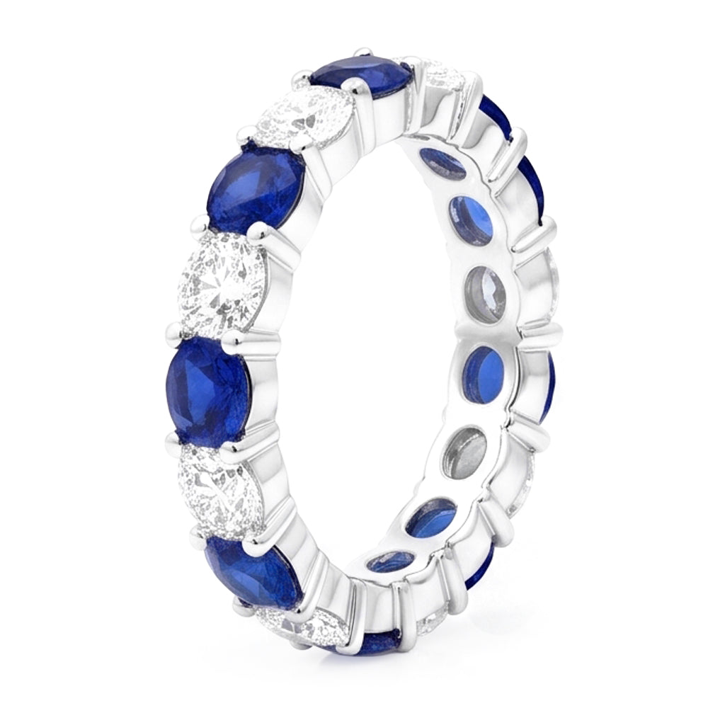Saphir-Verlobungsring, echter blauer Bandring, 18 Karat Weißgold
