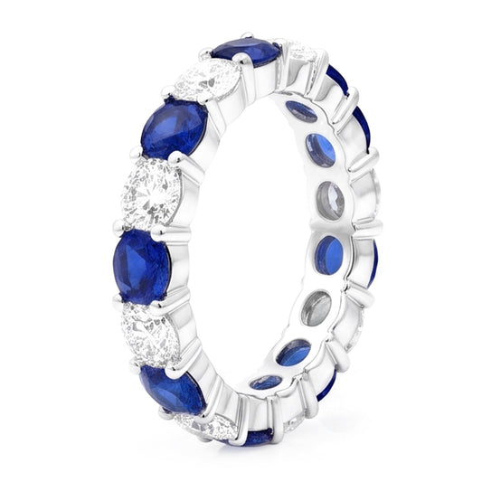 Saphir-Verlobungsring, echter blauer Bandring, 18 Karat Weißgold