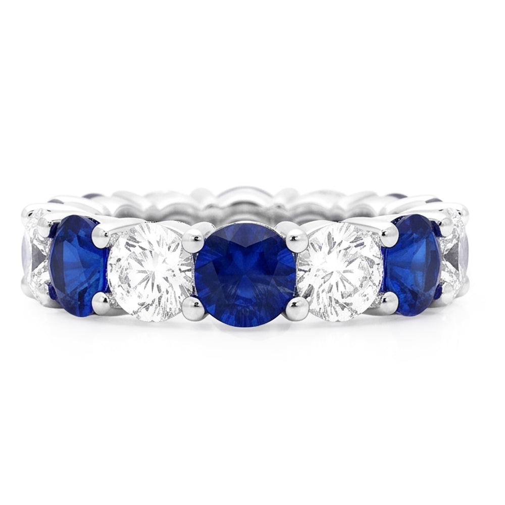 Saphir-Verlobungsring, echter blauer Bandring, 18 Karat Weißgold