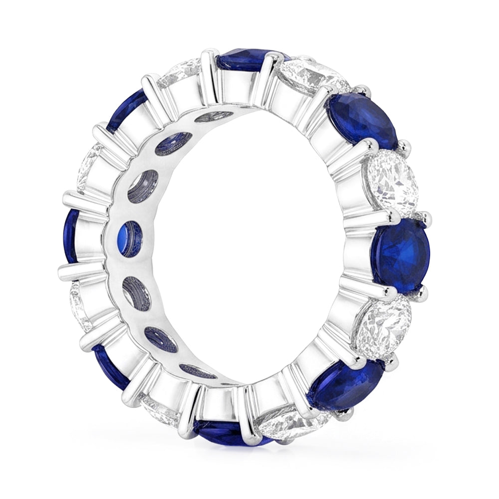 Saphir-Verlobungsring, echter blauer Bandring, 18 Karat Weißgold