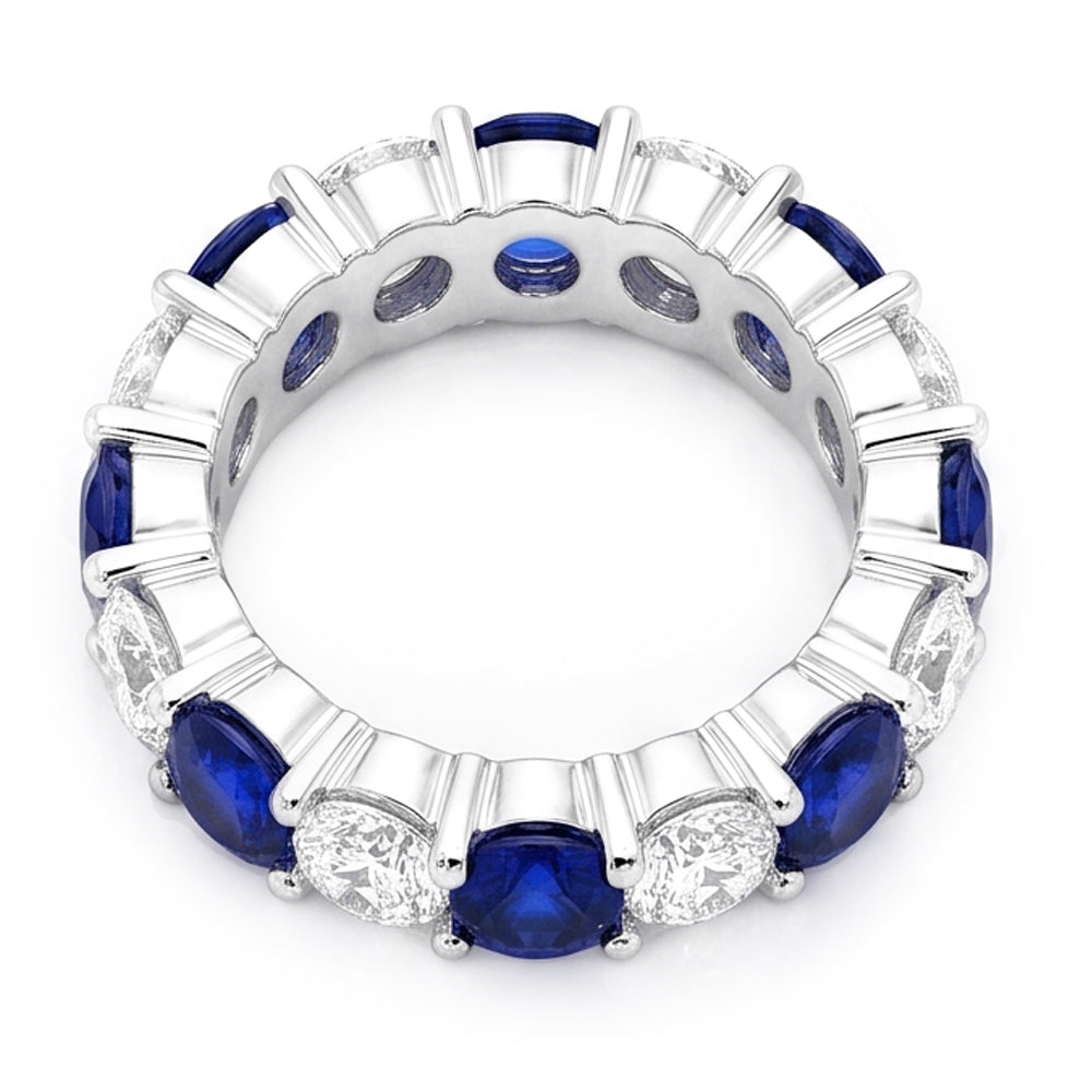 Saphir-Verlobungsring, echter blauer Bandring, 18 Karat Weißgold