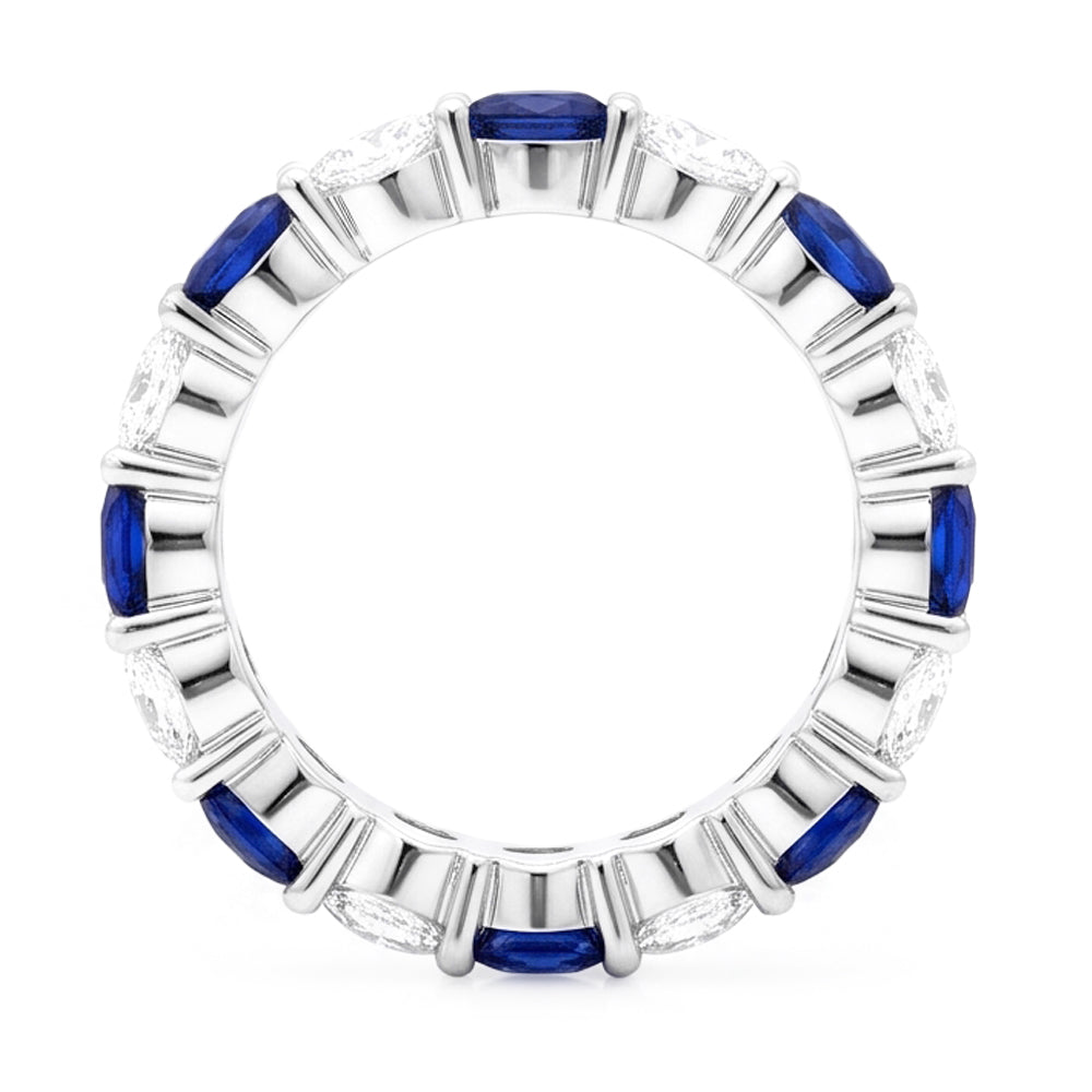 Saphir-Verlobungsring, echter blauer Bandring, 18 Karat Weißgold