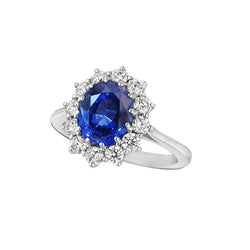 Rund-Brillant Blauer Saphir Schmuck in 14K Weißgold – 2,50 Karat