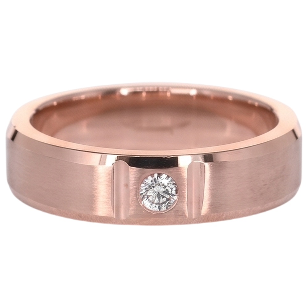 Satin-Finish Echt Aus der Erde Abgebauter Natürlicher Diamant Herrenring 0,25 Karat Roségold 14K