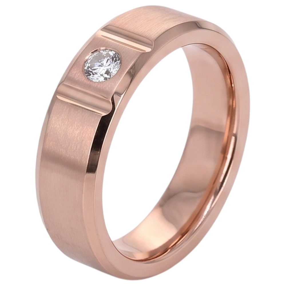Satin-Finish Echt Aus der Erde Abgebauter Natürlicher Diamant Herrenring 0,25 Karat Roségold 14K