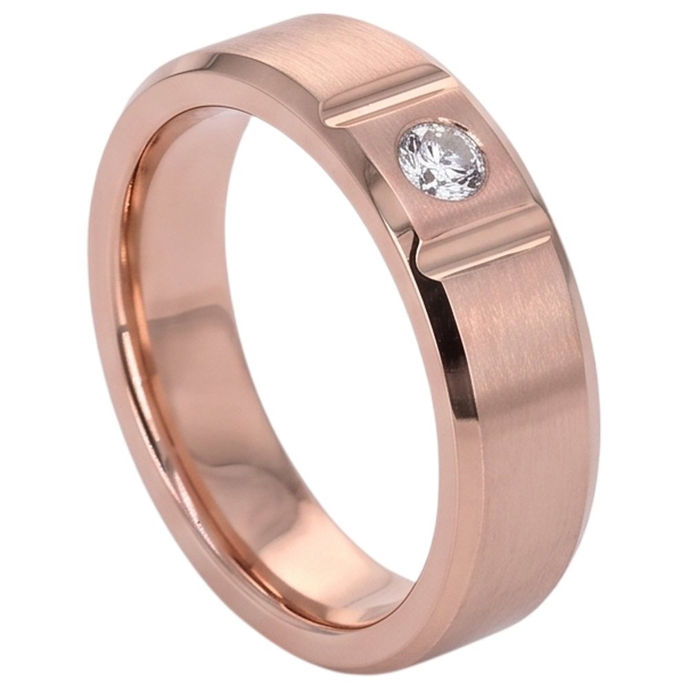 Satin-Finish Echt Aus der Erde Abgebauter Natürlicher Diamant Herrenring 0,25 Karat Roségold 14K