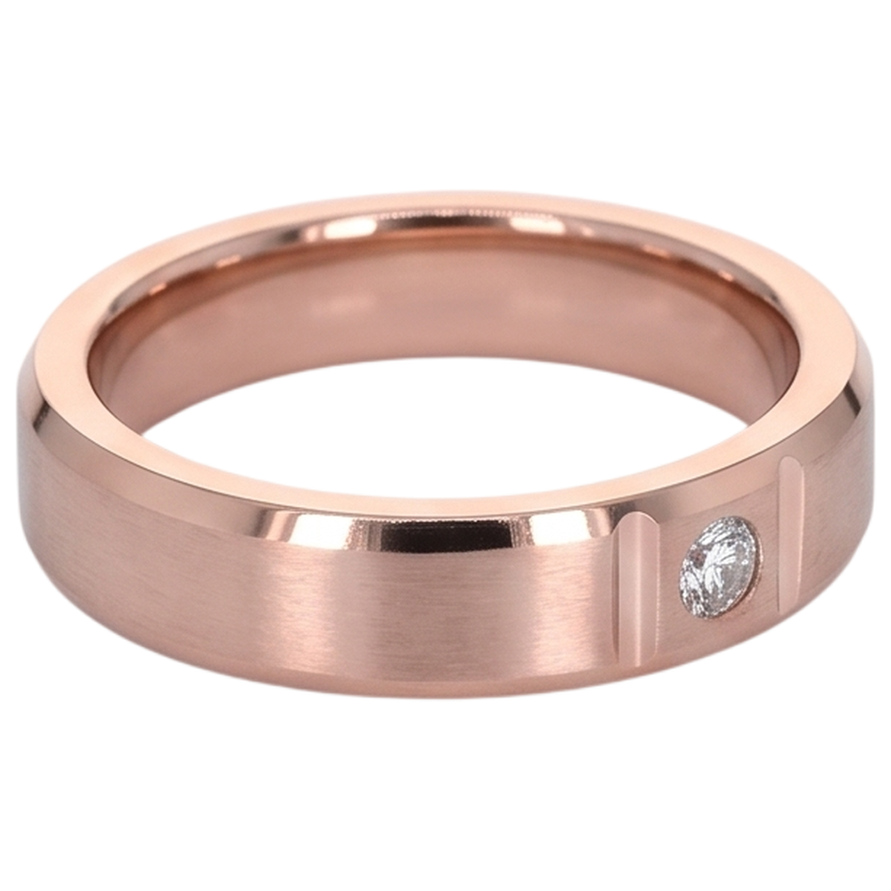 Satin-Finish Echt Aus der Erde Abgebauter Natürlicher Diamant Herrenring 0,25 Karat Roségold 14K