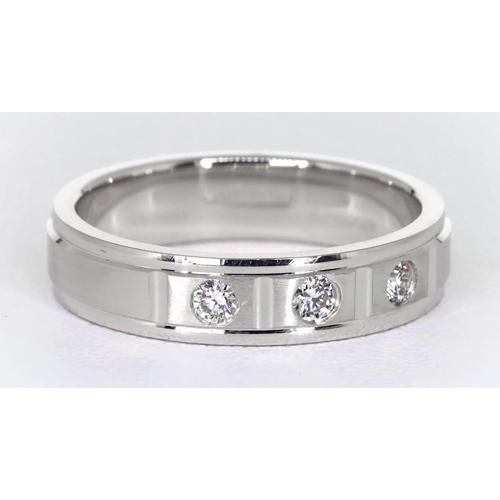 Satin-Finish Jubiläumsband Weißgold 14K runder Natürliche Diamant 0,45 Karat